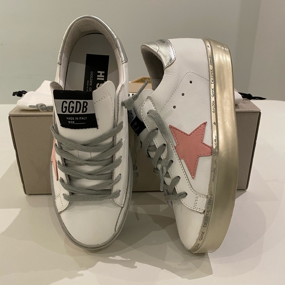 Golden Goose Hi Star White Leather/Pink/Silver 36 - Picture 3 of 9